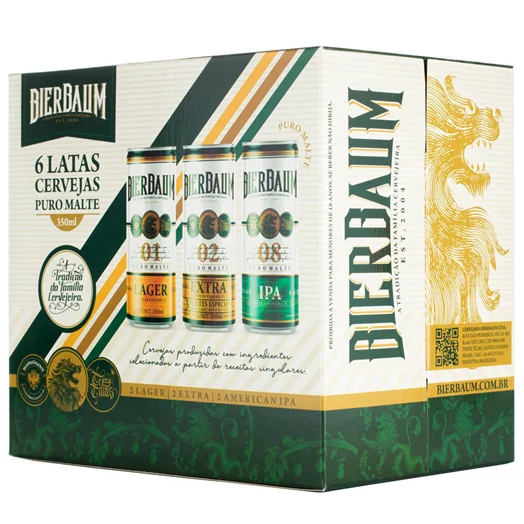 KIT 6 LATAS DE CERVEJAS PURO MALTE BIERBAUM | LATA 350ML - Imagem 2