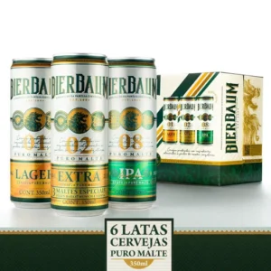 KIT 6 LATAS DE CERVEJAS PURO MALTE BIERBAUM | LATA 350ML