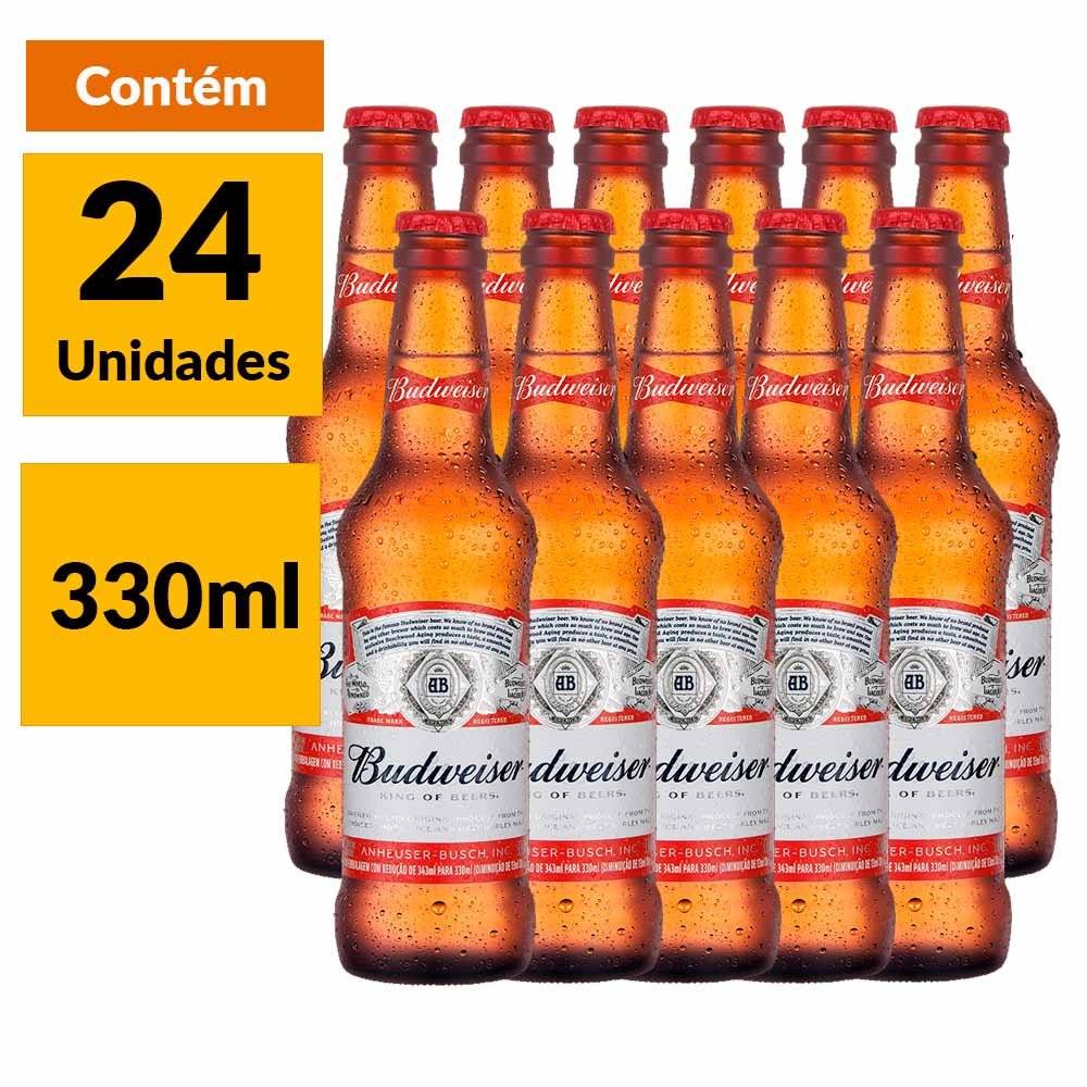 Cerveja Premium Long Neck Budweiser 330ml pack 24 unidades