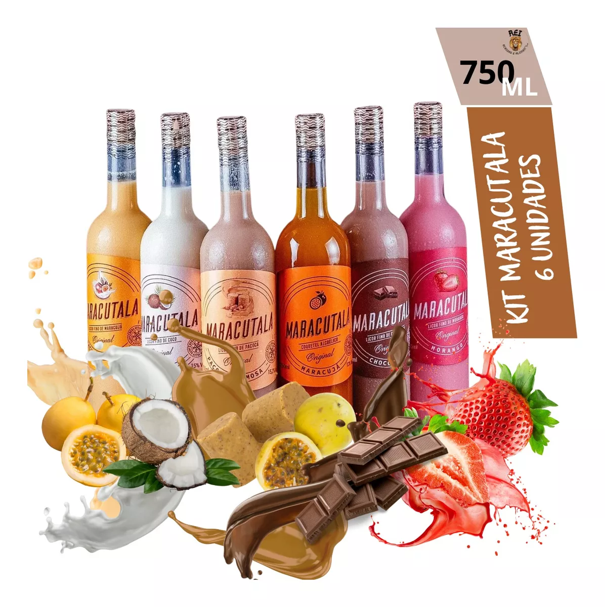 Maracutala Fruit Drinks - Licores Finos - Kit Com 6 Sabores.