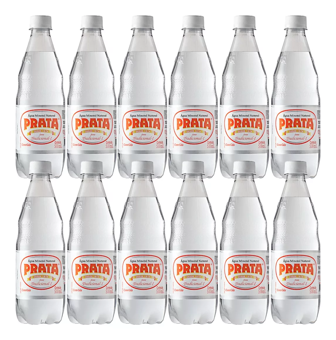 Agua Mineral Com Gás Prata Garrafa 510ml Pack C/12 Un
