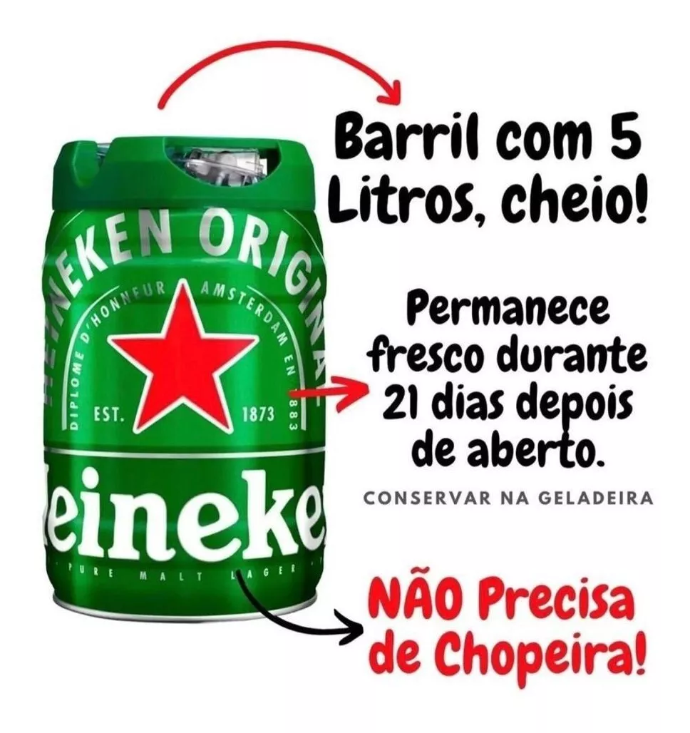 Kit Barril Chopp Heineken 5l + Bolsa Térmica C/4 Cartela Gel - Imagem 3
