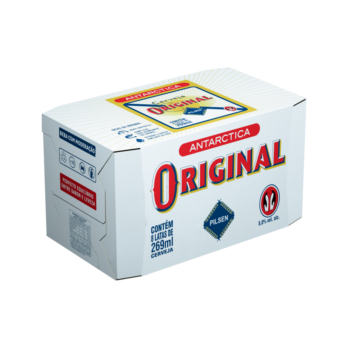 Cerveja Original Antarctica Pack 8 Latas De 269ml